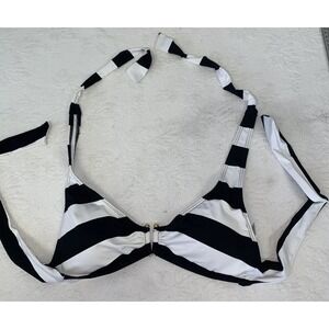 Lauren Ralph Lauren Chic Striped Halter Bikini Top Black White Separates Sz. 6